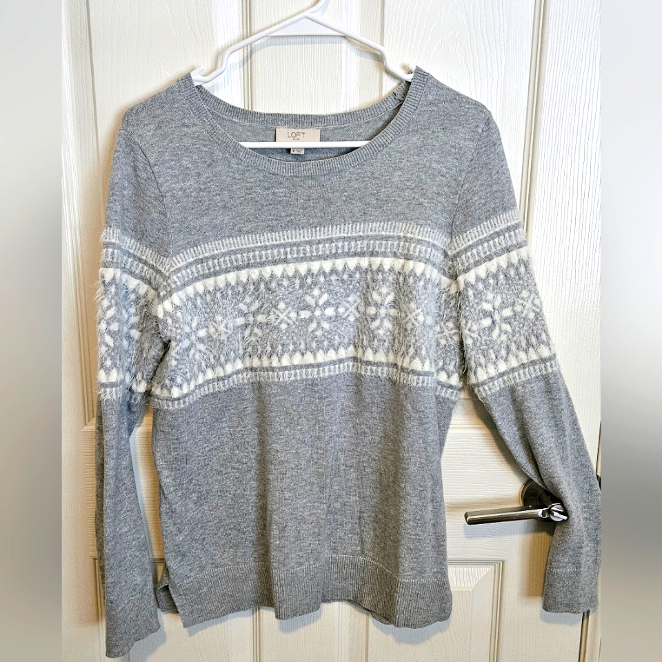 Loft | Gray Patterned Sweater